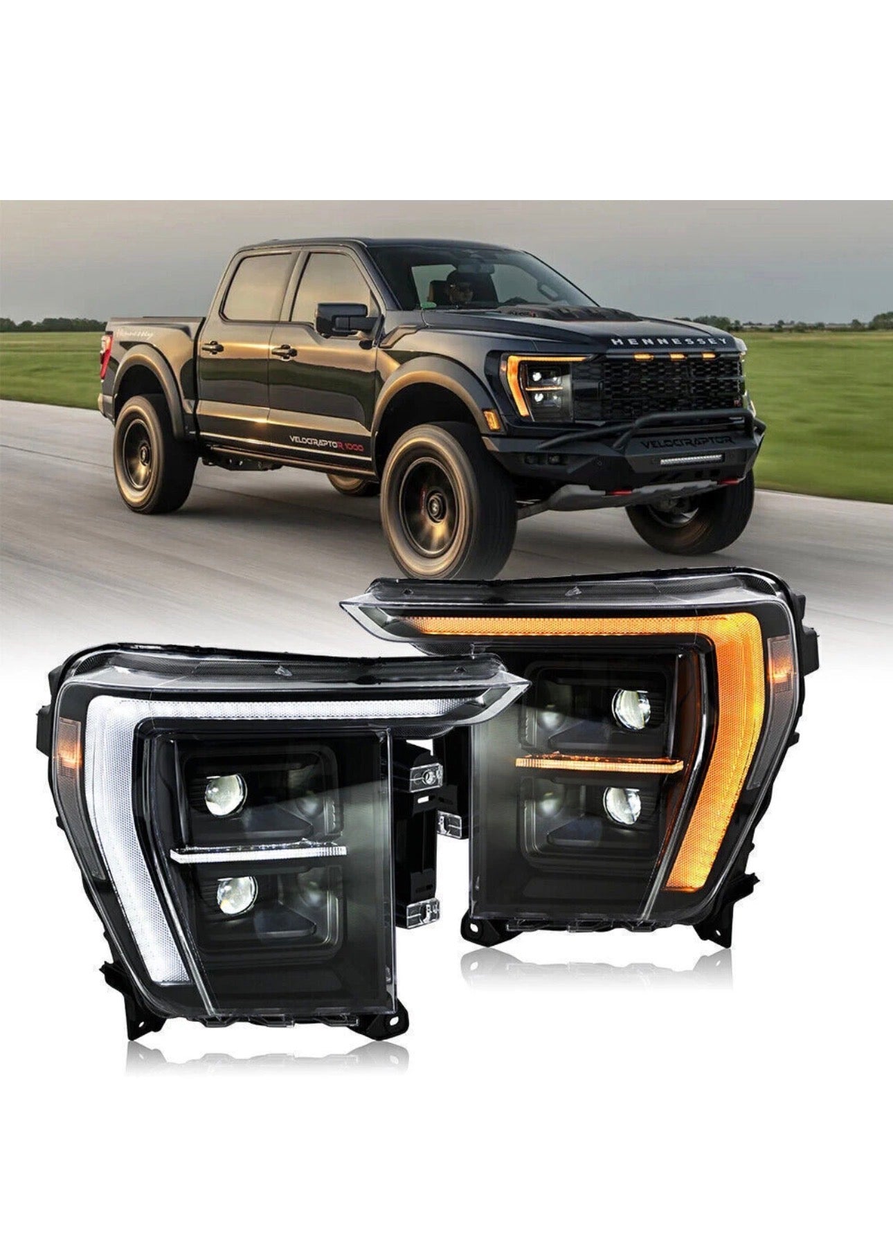 Ford F-150 Projection LED Headlights - Sequential Turn Signal DRL