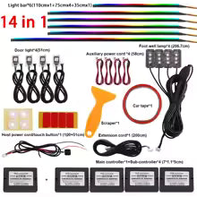 RGB Car Interior Ambient Lighting Kit - Multi-Color LED Strip Lights