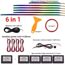 RGB Car Interior Ambient Lighting Kit - Multi-Color LED Strip Lights